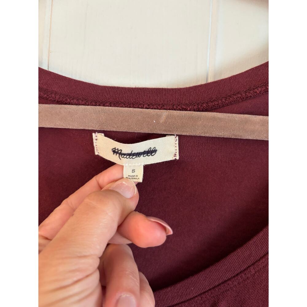 Madewell Women’s Oversized Long Sleeve Top 100% Cotton V Neck Red Size Small - Picture 5 of 7